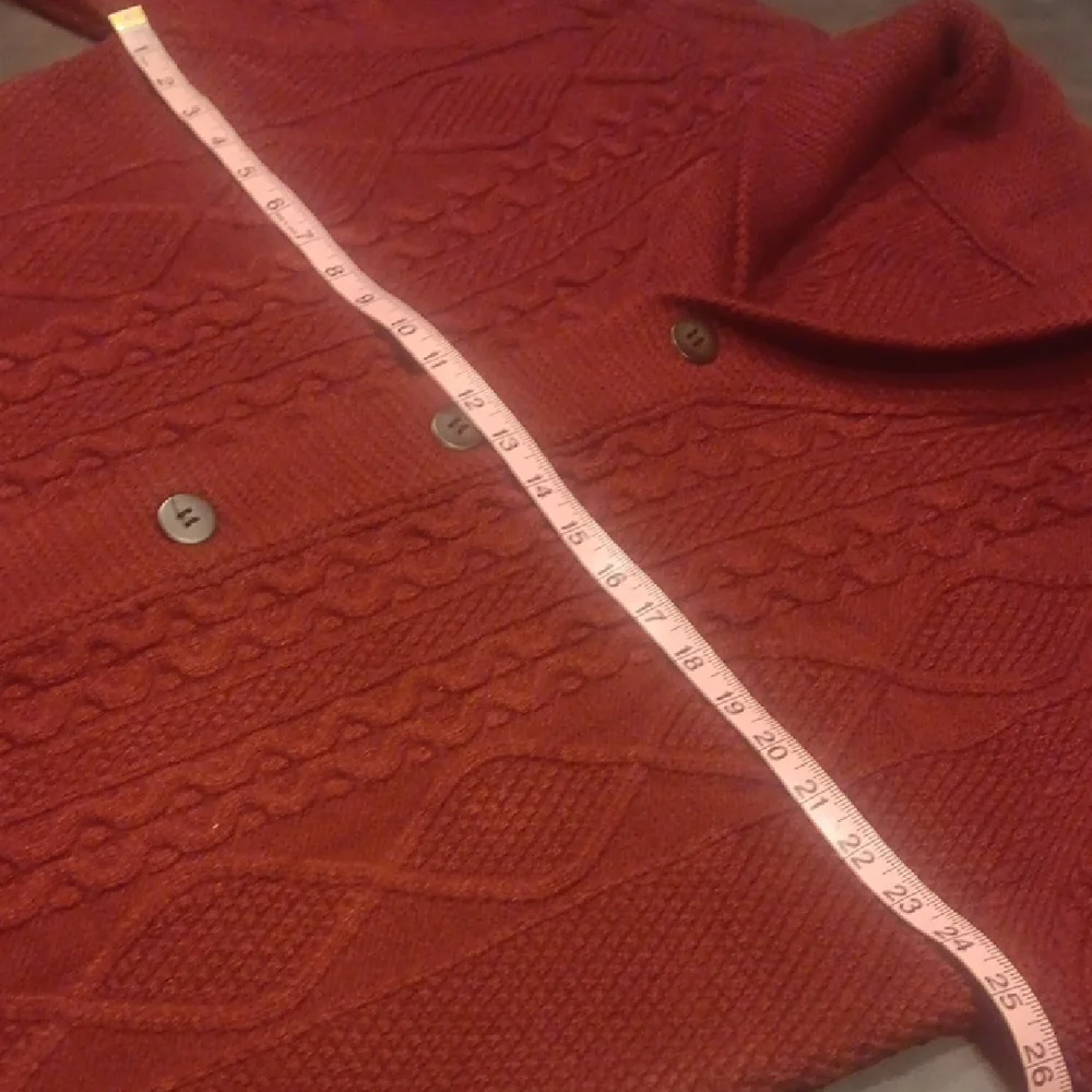 Men's Maroon Cable Knit Cardigan XL - Picture 6 of 8
